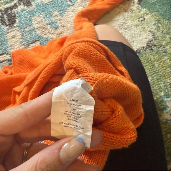Orange Vince Desinger Knit V-Neck Sweater - Picture 4 of 7